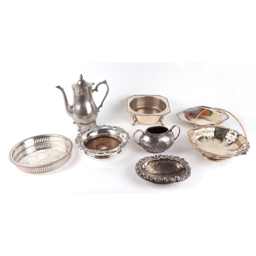 364 - A quantity of silver plated items to include teapots, chamber sticks, flatware, salvers and other si... 