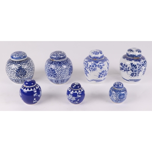 495 - A large quantity of Chinese blue & white ginger jars.