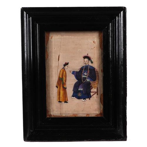 519 - Chinese school - a pair of watercolour paintings on pith paper depicting a nobleman and noblewoman w... 