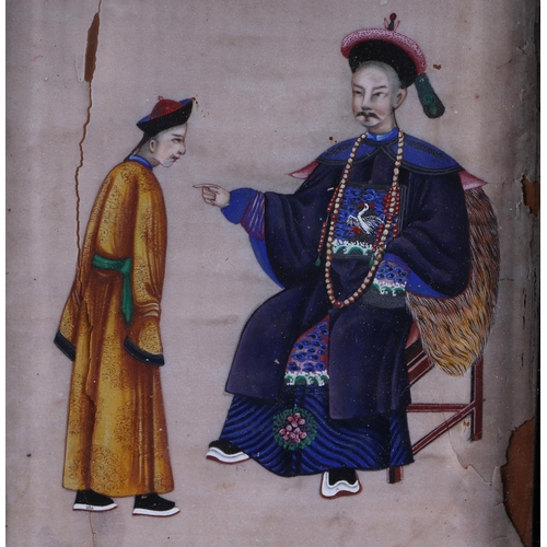 519 - Chinese school - a pair of watercolour paintings on pith paper depicting a nobleman and noblewoman w... 