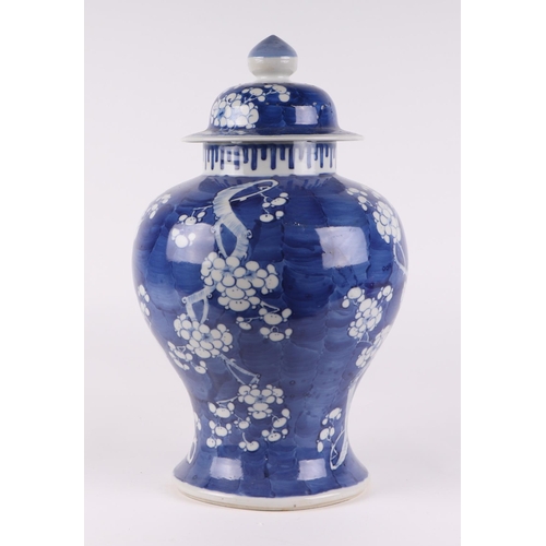 546 - A large Chinese blue & white prunus jar and cover, 40cms high.Condition ReportSome small losses to t... 