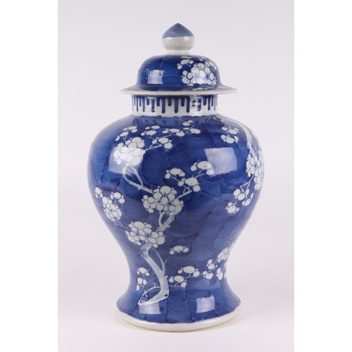 546 - A large Chinese blue & white prunus jar and cover, 40cms high.Condition ReportSome small losses to t... 