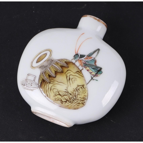 558 - A group of Chinese porcelain and reverse painted glass snuff bottles, the largest 8cms high (6).