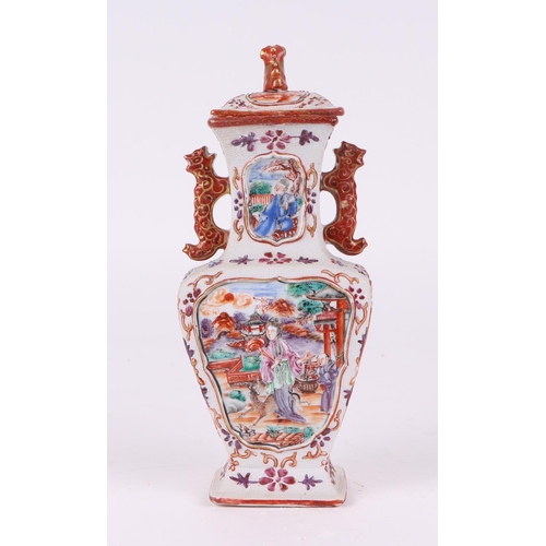 575 - A pair of Chinese Mandarin palette famille rose Export vases and covers moulded in relief with oppos... 