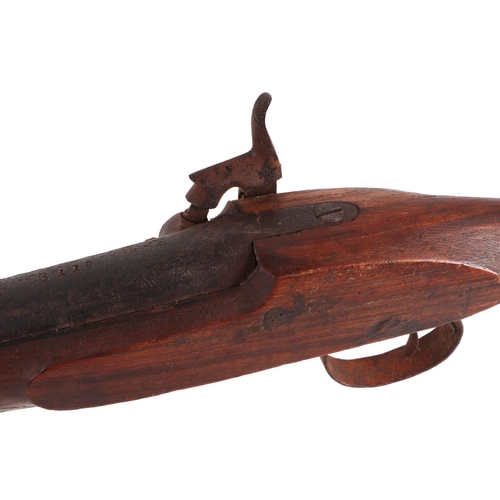 66 - A 19th Enfield style musket with percussion black power cap, ram rod, and walnut stock, 121cm long.