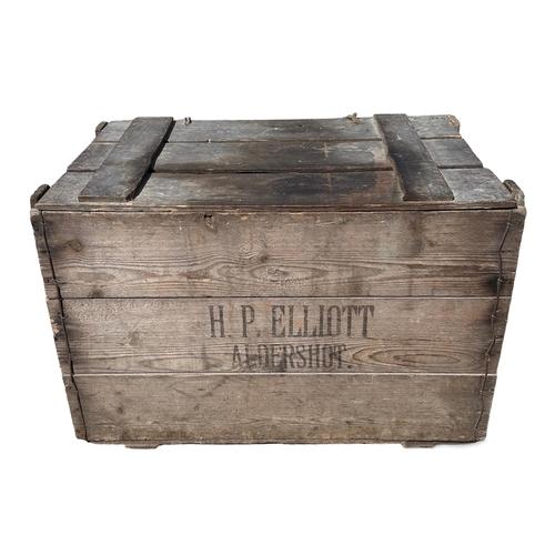 739 - H.P.Elliott ALDERSHOT wooden packing crate, 72cm wide.