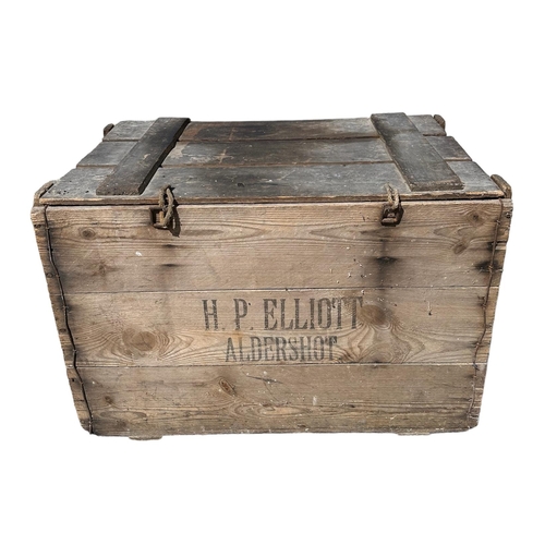 739 - H.P.Elliott ALDERSHOT wooden packing crate, 72cm wide.