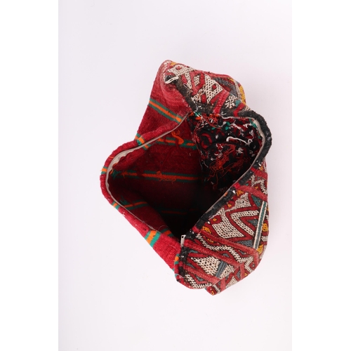 82 - A Turkish carpet bag with geometric design, 47 by 39cms.