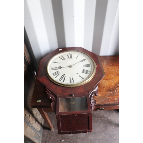 346 - A Victorian drop-dial wall clock, the 30cms diameter dial with Roman numerals, signed 'Bell Bristol'... 