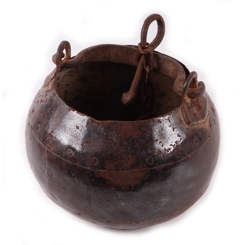 10 - A wrought iron well bucket (possibly 18th century) approx 24cms diameter.