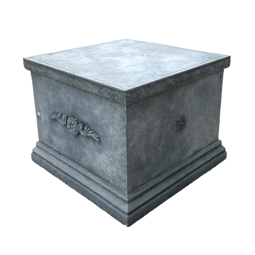 12 - A George III style faux lead rectangular plinth, 44cms wide.