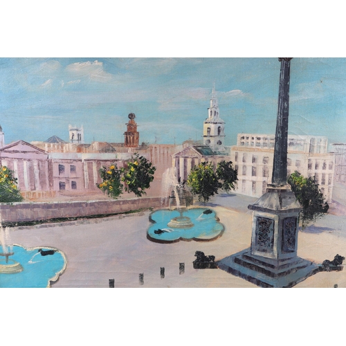 123 - Mid 20th century school - Trafalgar Square - indistinctly signed lower right, oil on canvas, framed,... 