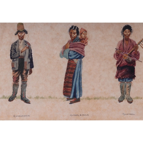 137 - Tibetan school - images of Tibetan people comprising Beggar Monk, Beggar Nun, Rickshawala, Mother & ... 