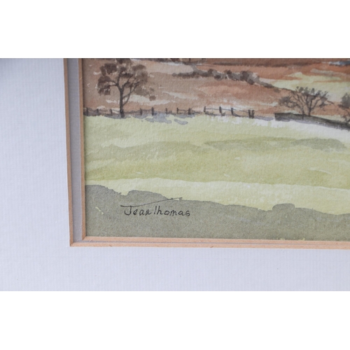 161 - G Thomas (modern British) - Mountain Valley Landscape with Sheep in the Foreground - watercolour, si... 