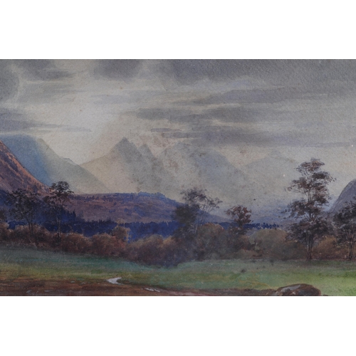 167 - Bertha Stolberg-Stolberg (German 1845-1924) - Reichenhall - landscape with mountains in the distance... 