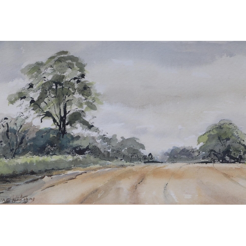 168 - Anna Williams - Stubble Field, Hampton Farm - watercolour, signed lower left, 33 by 21cms, framed & ... 