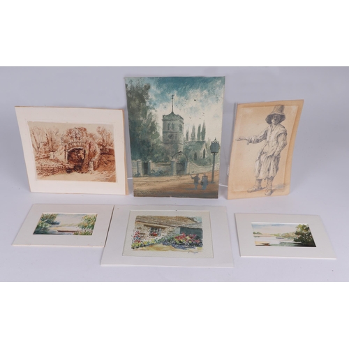 197 - Early 20th century English school - a portfolio of watercolour paintings comprising landscapes, stre... 