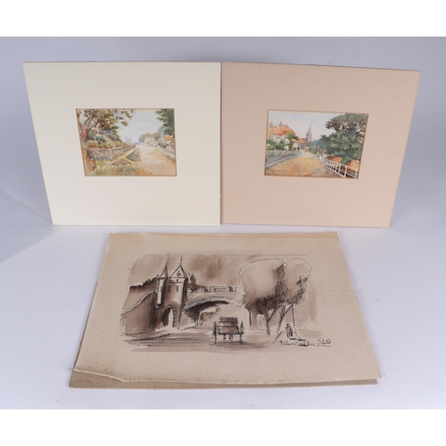 197 - Early 20th century English school - a portfolio of watercolour paintings comprising landscapes, stre... 