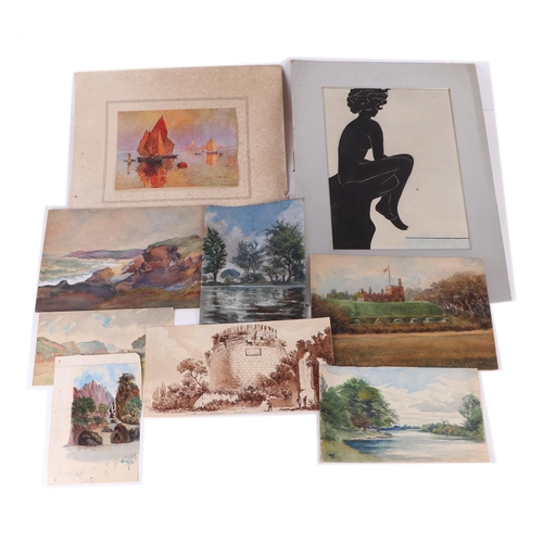 209 - Late 19th / early 20th century English school - a portfolio containing unframed watercolours and pri... 