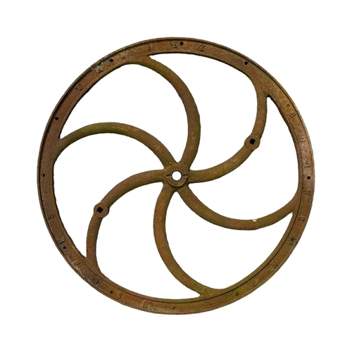 21 - A pair of cast iron flywheels, 94cms diameter (2).