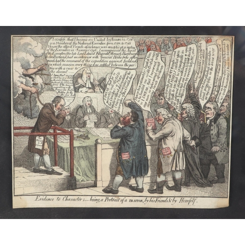 240 - A group of four 19th century coloured political satire engravings - Evidence to Character, An Englis... 