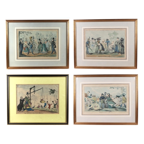 241 - George Cruikshank  (1792-1878) four coloured engravings - Monstrosities of 1825, Monstrosities of 18... 