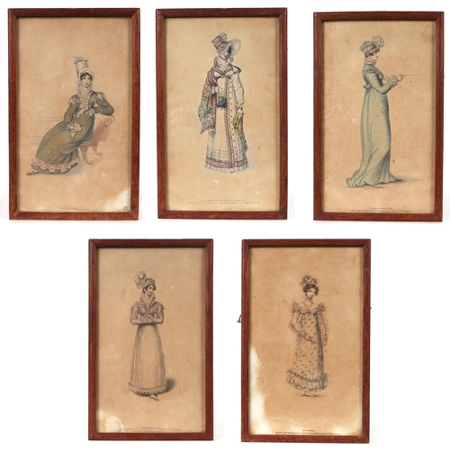 246 - A set of Regency fashion prints, invented by Mrs Bell and published by John Bell, 1817, all framed &... 