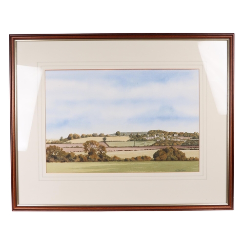 257 - Stuart James (modern British) - Coles Hill From Highworth - signed lower right, watercolour, framed ... 