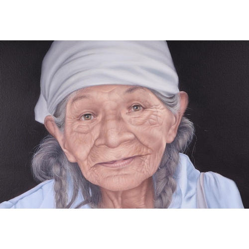 259 - Patricio Marin (20th century South American) - Serenity in Old Age - portrait of an old woman, signe... 