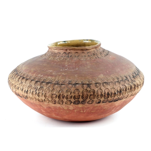 278 - Angela Killeen (1929-1977) an Art pottery vase of compressed circular form with sgraffito decoration... 