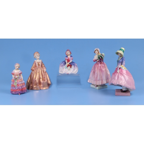 284 - A group of Royal Doulton figures to include The New Bonnet HN1728; Pantalettes HN 1412; The Little B... 