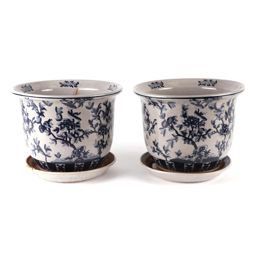 319 - A pair of India Jane crackle ware planters on stands, 22cms high (2).