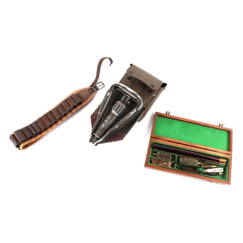 332 - Hunting interest:  A quantity of shooting accessories comprising a Pointer 12 bore gun cleaning kit ... 