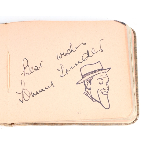 34 - An early 20th century autograph book with various actors and personalities signatures to include Cha... 