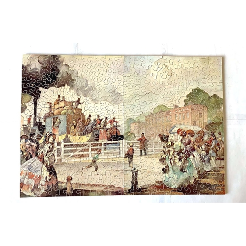 353 - A quantity of vintage jigsaw puzzles on cloth bags (10).