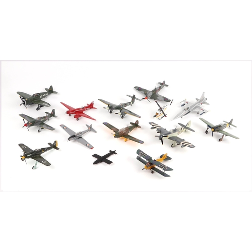 365 - A collection of Airfix and other scale model aircraft made up kits to include Spitfire, Hurricane, R... 