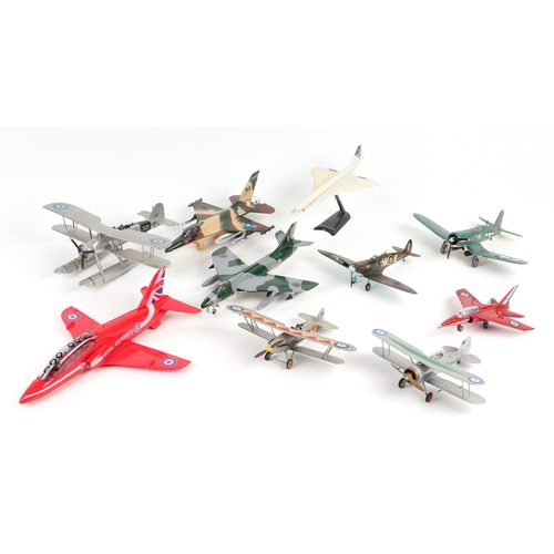 365 - A collection of Airfix and other scale model aircraft made up kits to include Spitfire, Hurricane, R... 