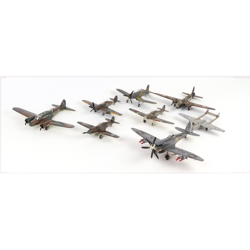 365 - A collection of Airfix and other scale model aircraft made up kits to include Spitfire, Hurricane, R... 