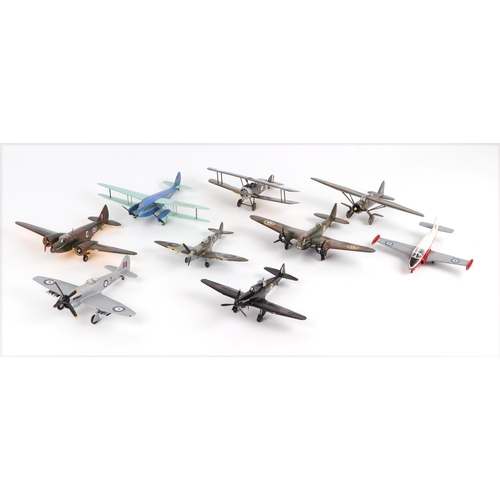 365 - A collection of Airfix and other scale model aircraft made up kits to include Spitfire, Hurricane, R... 