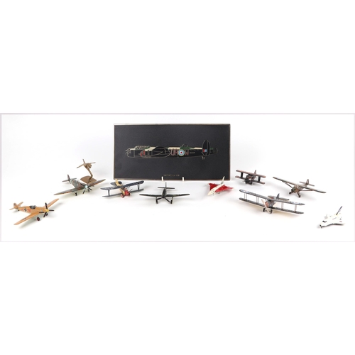 365 - A collection of Airfix and other scale model aircraft made up kits to include Spitfire, Hurricane, R... 