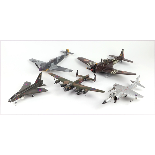 365 - A collection of Airfix and other scale model aircraft made up kits to include Spitfire, Hurricane, R... 