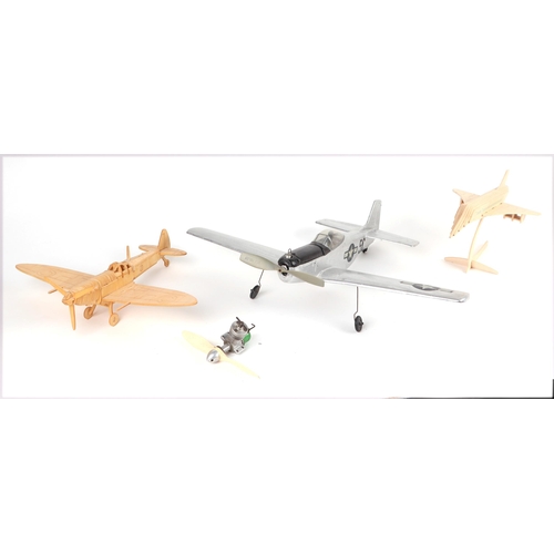 365 - A collection of Airfix and other scale model aircraft made up kits to include Spitfire, Hurricane, R... 