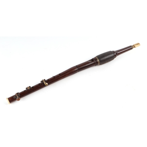 368 - A 19th century rosewood flageolet with bone mouthpiece (a/f), 44cms long.