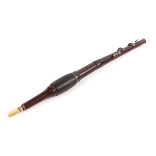 368 - A 19th century rosewood flageolet with bone mouthpiece (a/f), 44cms long.