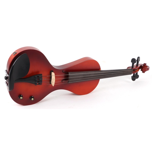 372 - An electric violin, with bow, cased.