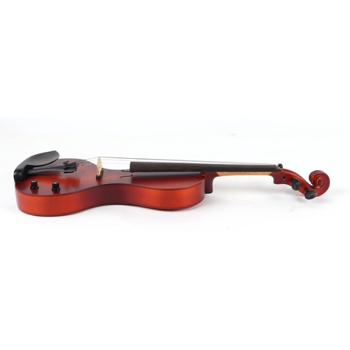 372 - An electric violin, with bow, cased.