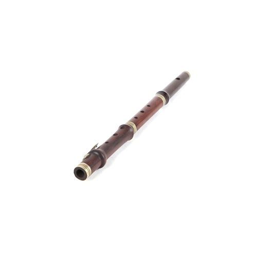 374 - A wooden six-hole single key flute, 50cms long.