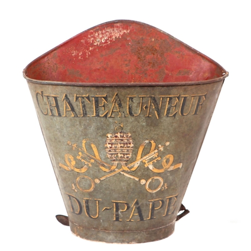 399 - A French painted metal wine hopper sign written Chateauneuf-du-Pape.