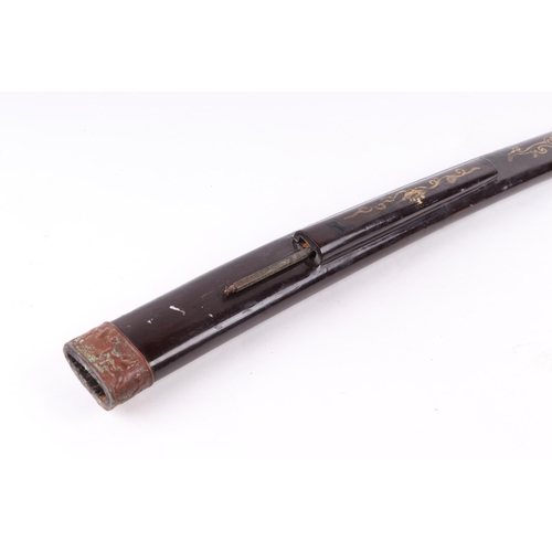 43 - A Japanese Katana type sword with lacquered scabbard, 109cms long.