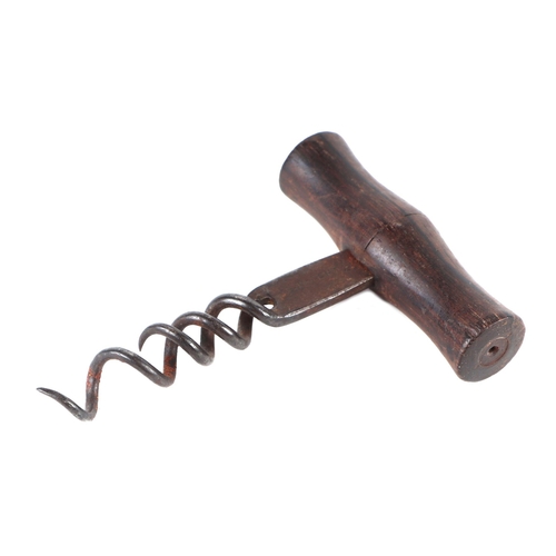 437 - A Victorian Wilson patent double helix corkscrew with steel shaft and rosewood handle, 9cms long.